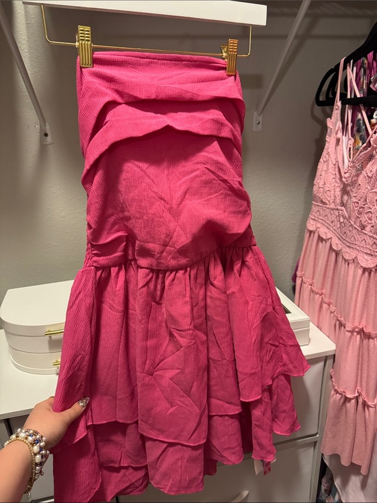 Cider Dresses & Skirts - Strapless Ruffled Pink Tiered Dress
